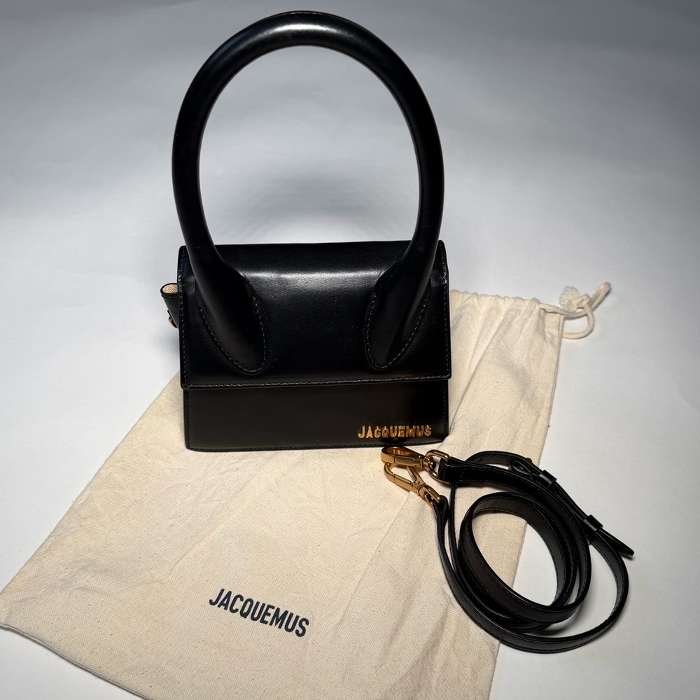 Jacquemus Black Le Chiquito moyen Bag with Gold Accents